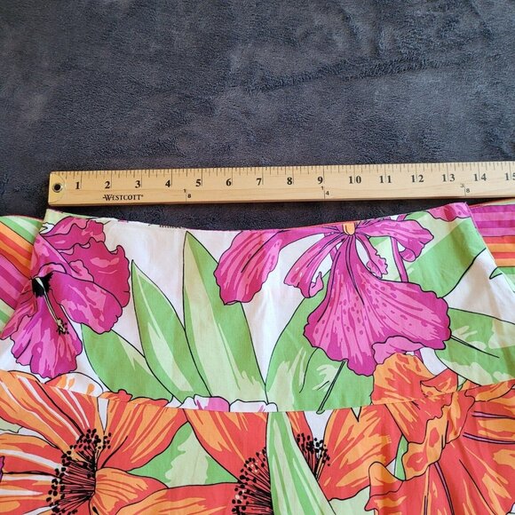 NINe West Womens Skirt Size 4 Colorful Floral Cotton Stretch Festival Boho 16489 - Picture 7 of 10